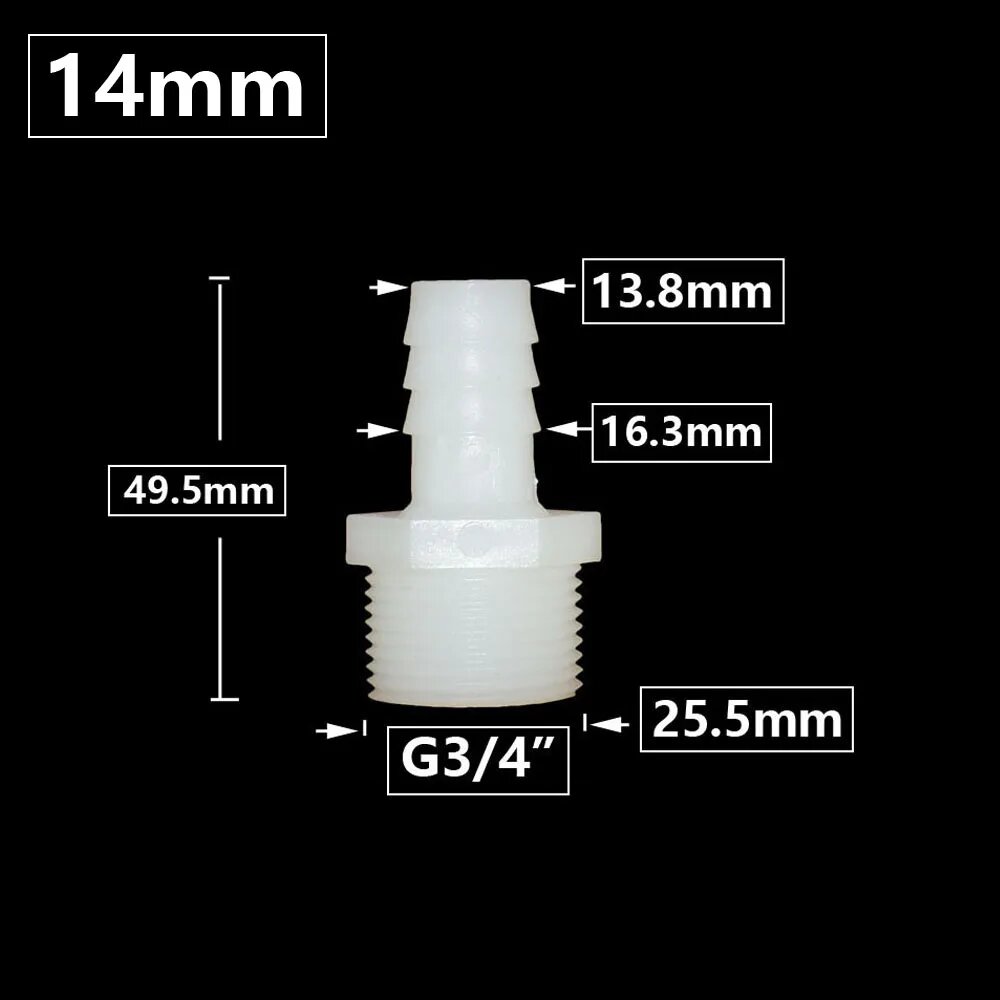 Соединитель для шланга KWZL пластик 3/4 дюйма 10/12/14/16/18/20/25 мм 14mm