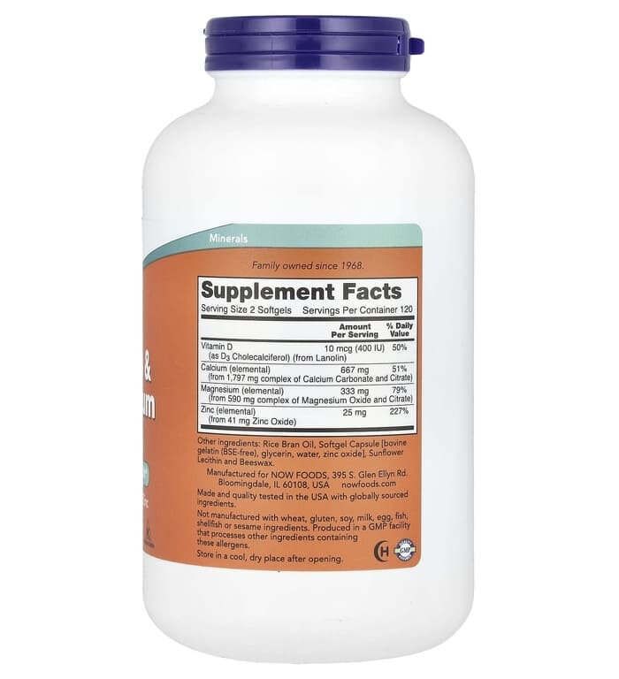 Картинки NOW Foods Calcium and Magnesium Softgels 240 гел. капсул
