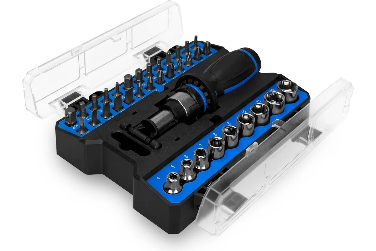 Набор бит vertextools 36 предметов держатель реверсивный головки 0033-36