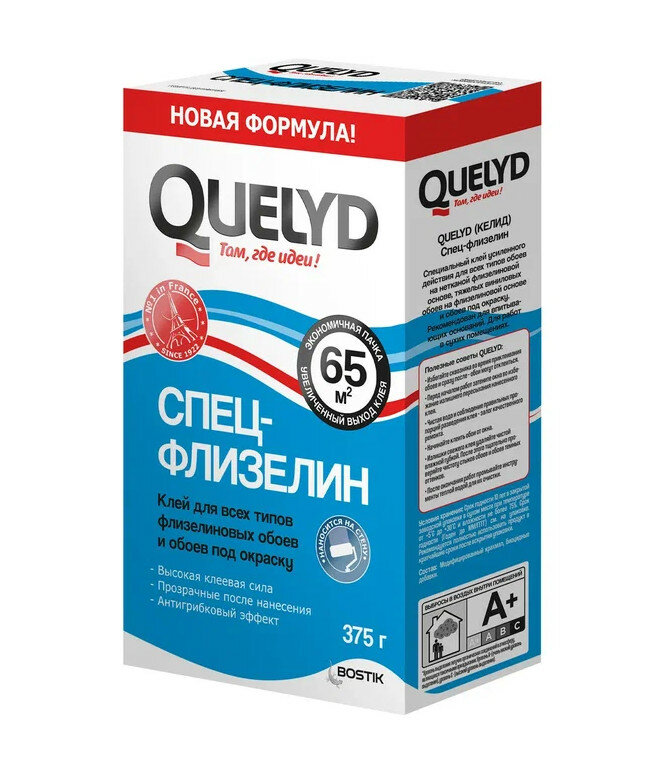 Клей для обоев QUELYD спец-флизелин 65 кв. м 375г.