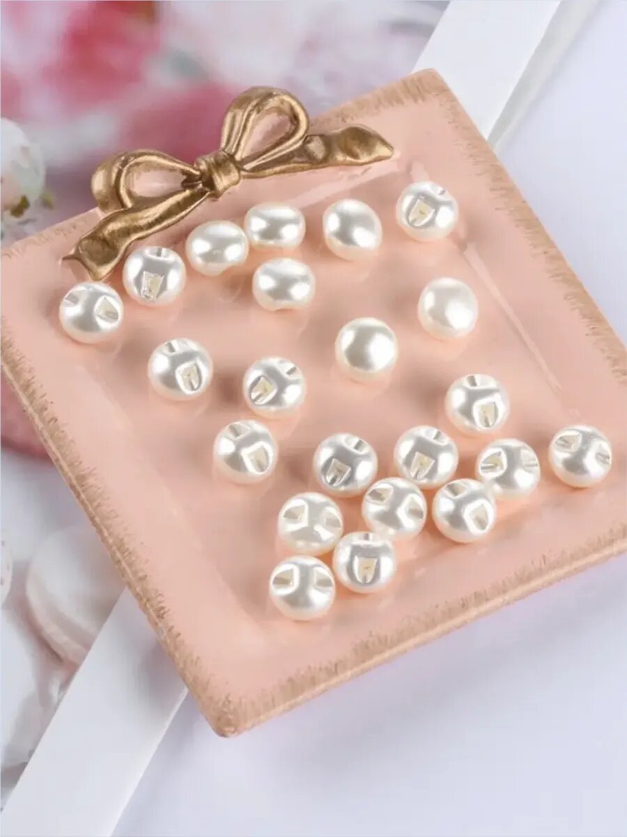 Пуговицы "Жемчуг", декоративные, молочные, диаметр 8 мм, набор 25 шт — фото 1