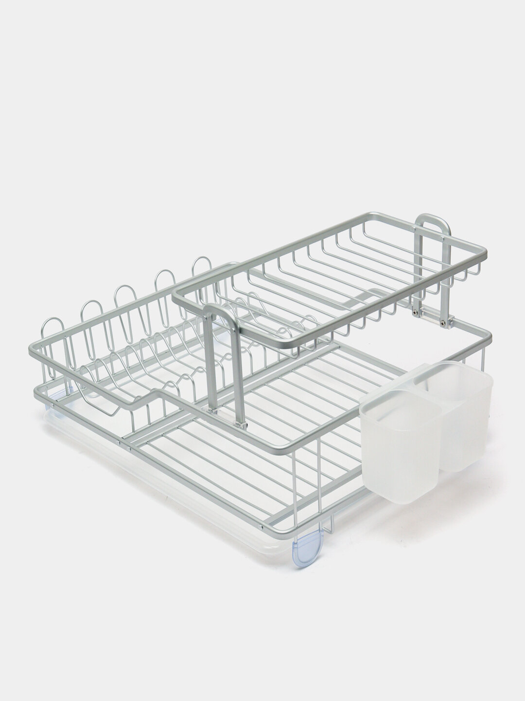 Сушилка для посуды настольная, с поддоном, алюминий, 2 яруса — фото 1