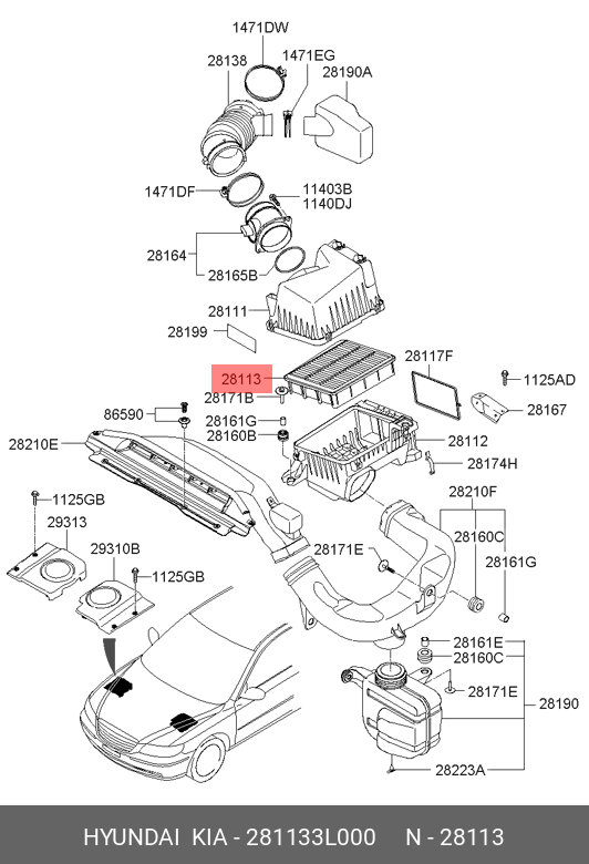 Фильтр воздушный Hyundai Kia 28113-3L000