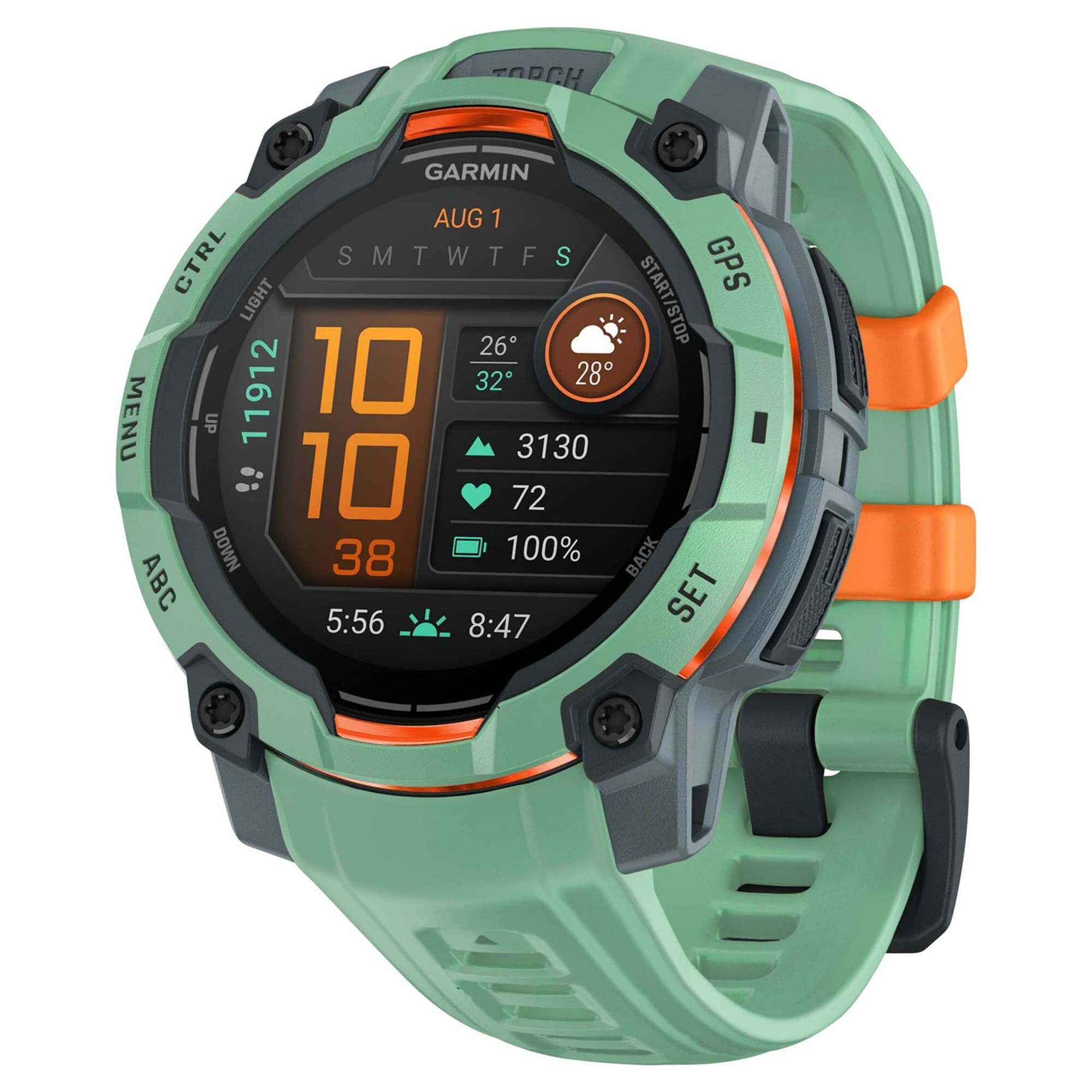Смарт-часы Garmin Instinct 3 AMOLED, 45 мм, силиконовый ремешок, тропический неон (010-02936-01)
