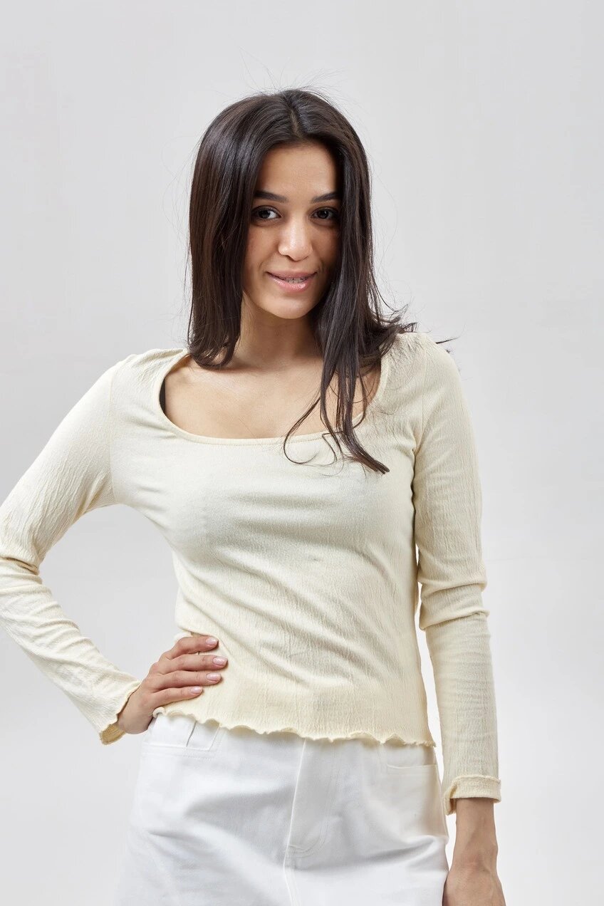 Лонгслив Selfie, размер XS, , экрю — фото 1