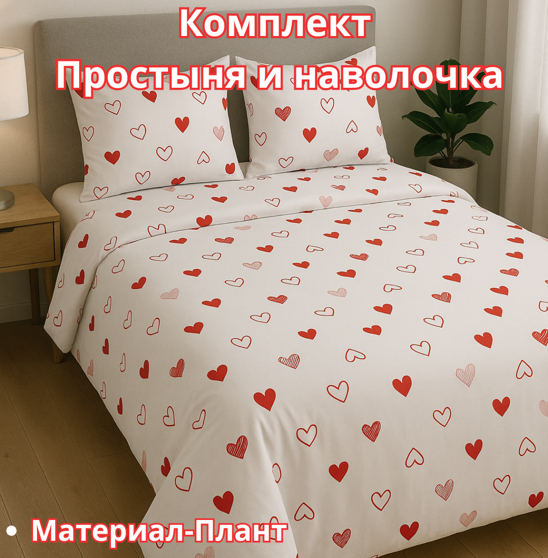 Постельное белья "Простыня и наволочка" размер евро стандарт