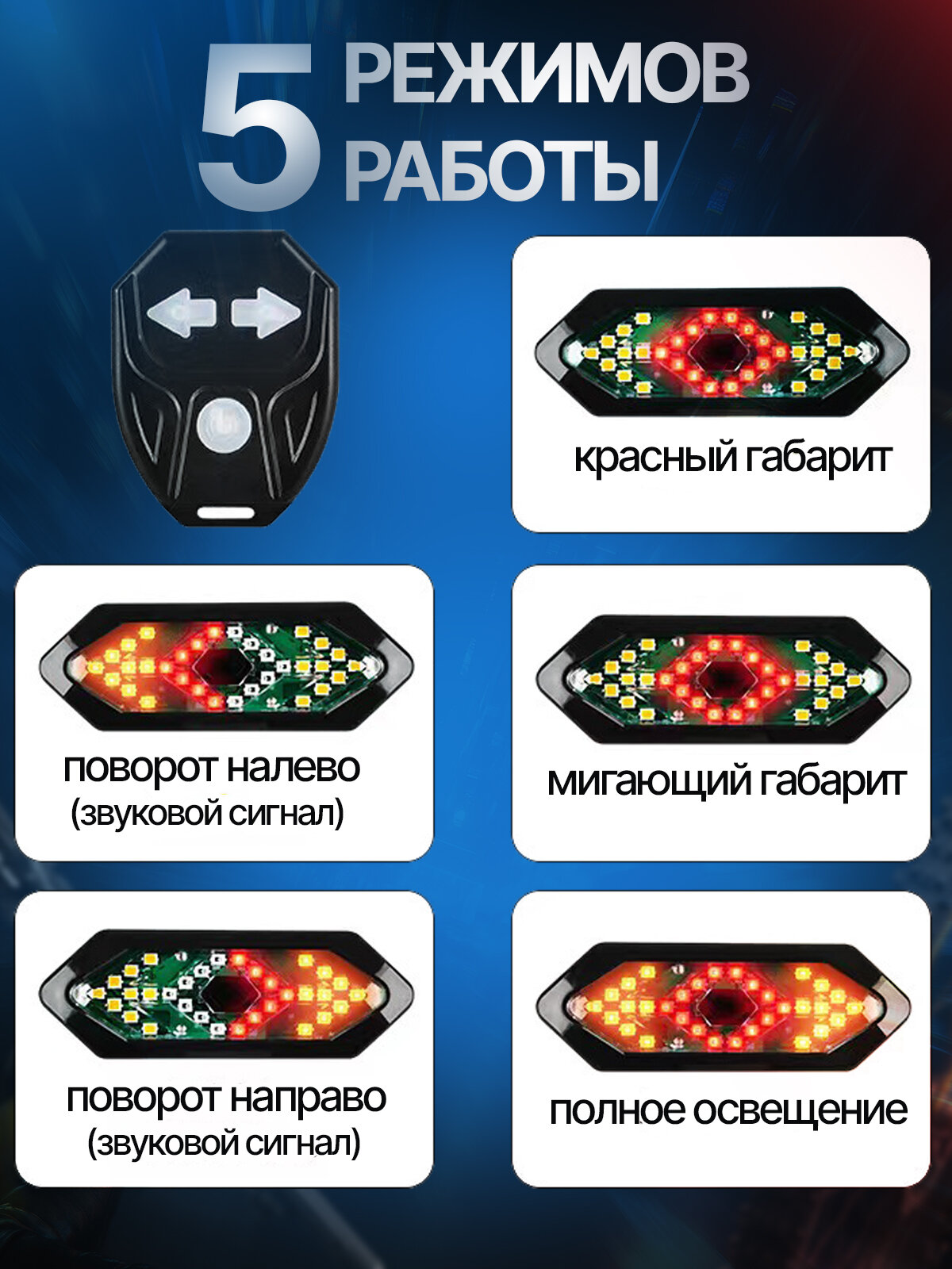 Поворотники велосипедные/Задние фары для велосипеда/Сигналы поворота на велосипед — фото 1