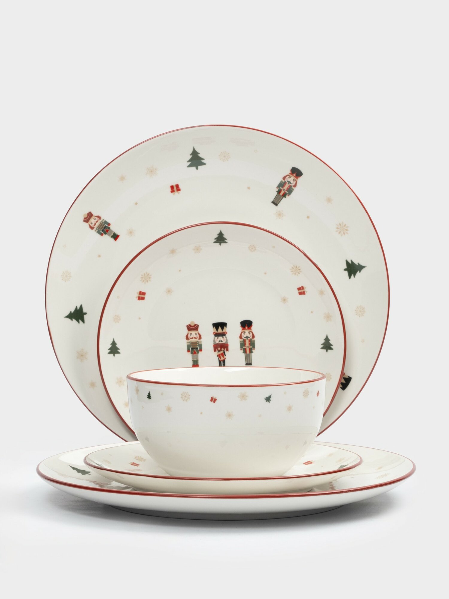 Картинки Сервиз обеденный с кружками, 6 персон, 24 предмета, фарфор, белый, Щелкунчики, Nutcracker (Anna Lafarg)