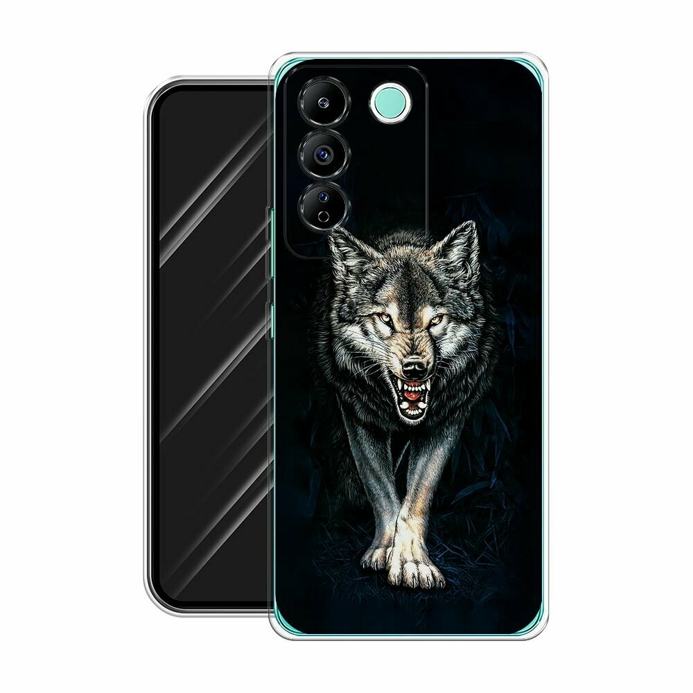 Чехол на Vivo T2 4G / Виво Т2 4G с принтом "Злобный волк из ночи" — фото 1