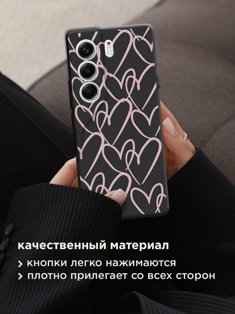 Чехол на Tecno Camon 40 Pro 4G / Текно Камон 40 Про с принтом "Hearts doodle pink 1" — фото 1