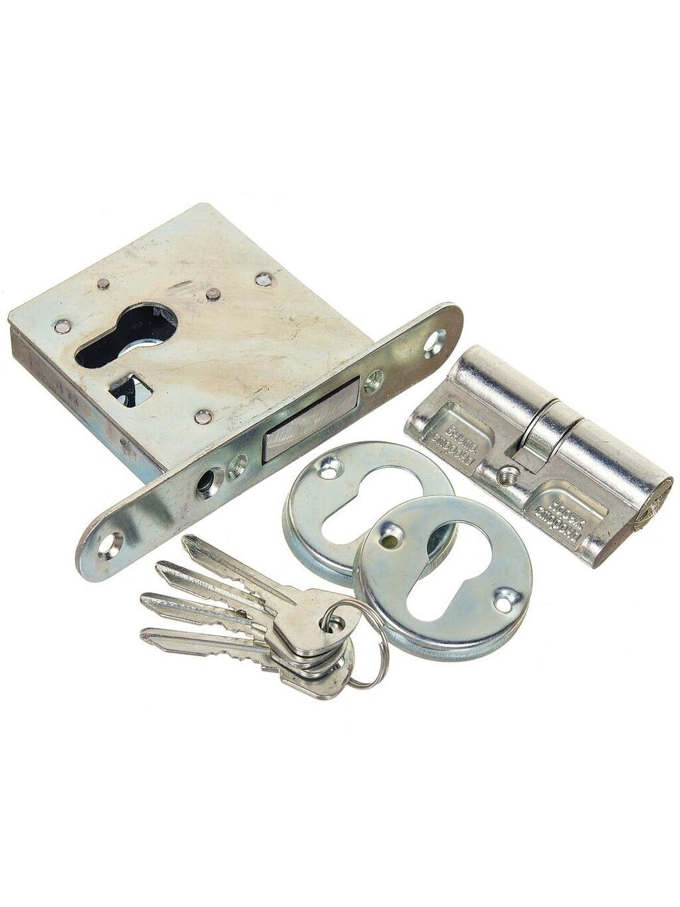 Замок врезной Омега ЗВ1 00-00000443 без ручки цилиндровый хром