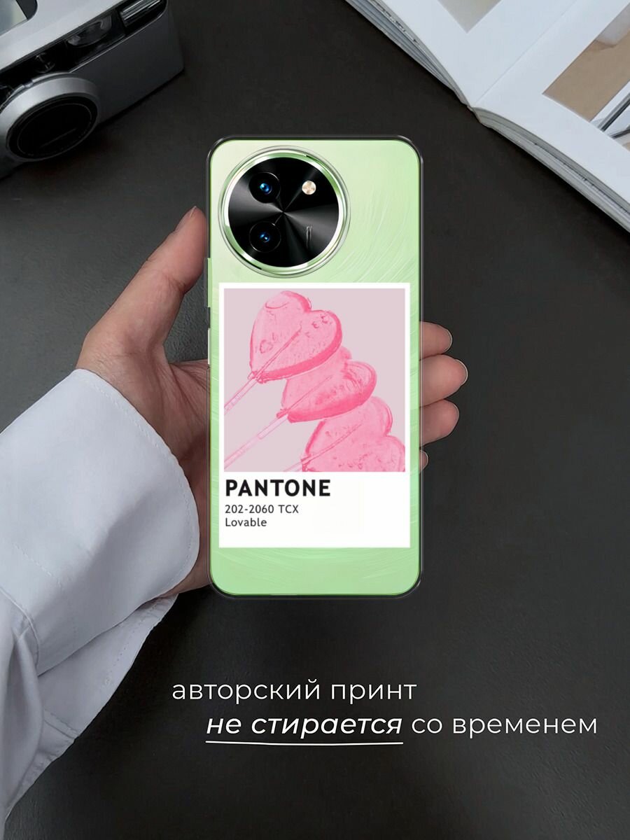 Чехол на Vivo T3x/Y38 5G / Виво Т3х/Y38 5G с принтом "Pantone Lovable 2 - 14 февраля", прозрачный — фото 1