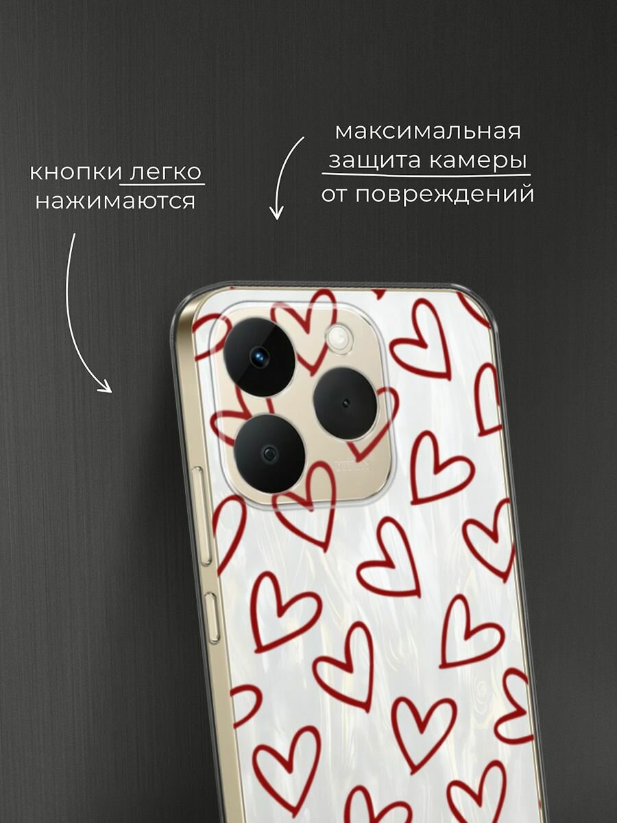 Чехол на Realme 15T / Реалми 15Т с принтом "Little hearts doodles 2 - 14 февраля", прозрачный — фото 1