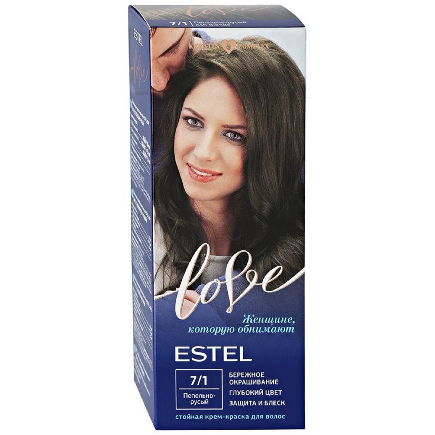 Крем-краска ESTEL "Love", для волос, 7/1, пепельно-русая, 115 мл