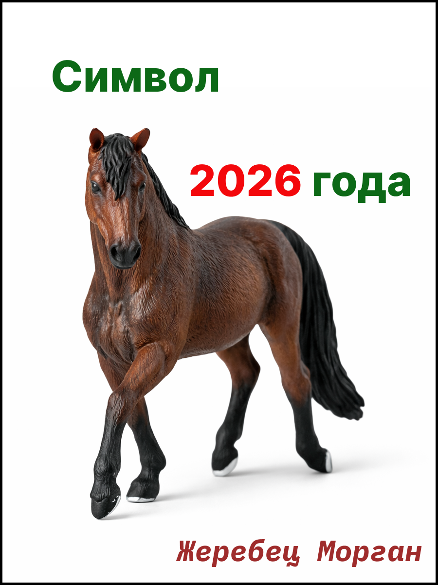 Фигурка лошади - Жеребец Морган, Лучший подарок на Старый Новый Год! конь гнедой KONIK, Символ года 2026 — фото 1