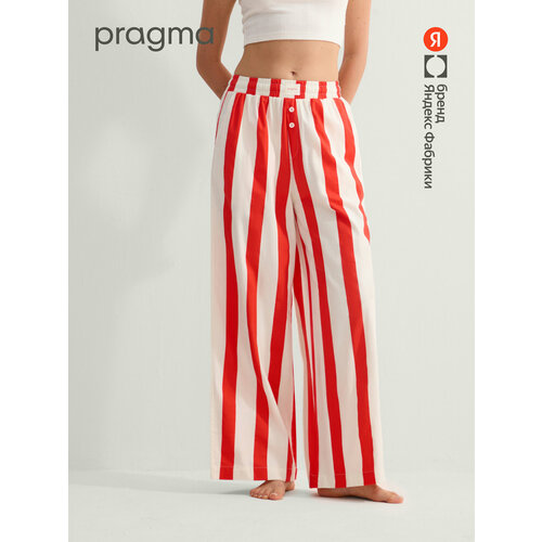 фото Брюки pragma женские из хлопка с эластаном, карманы и завязки, размер 2xl, красный