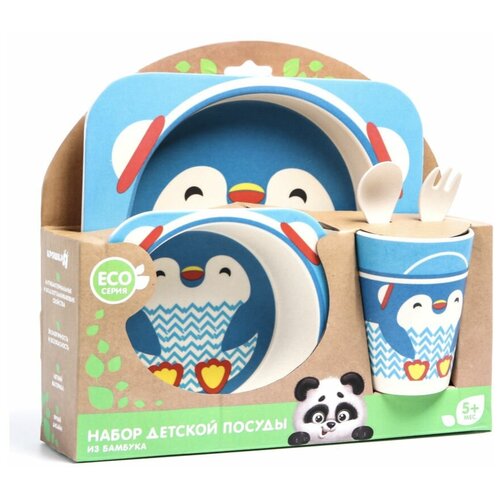 фото Крошка я крошка я набор бамбуковой посуды "пингвин" (5 предметов)