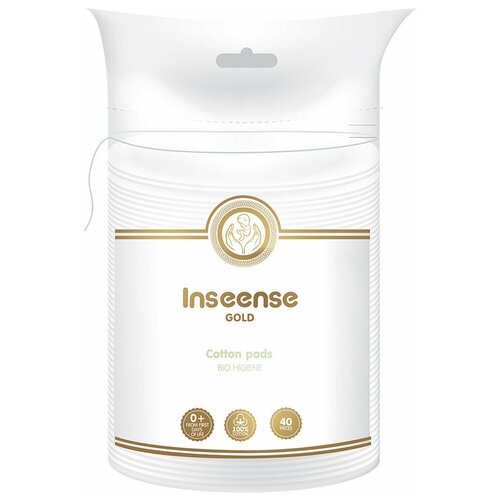 Ватные диски Inseense Gold овальные белый 40 шт пакет 450₽