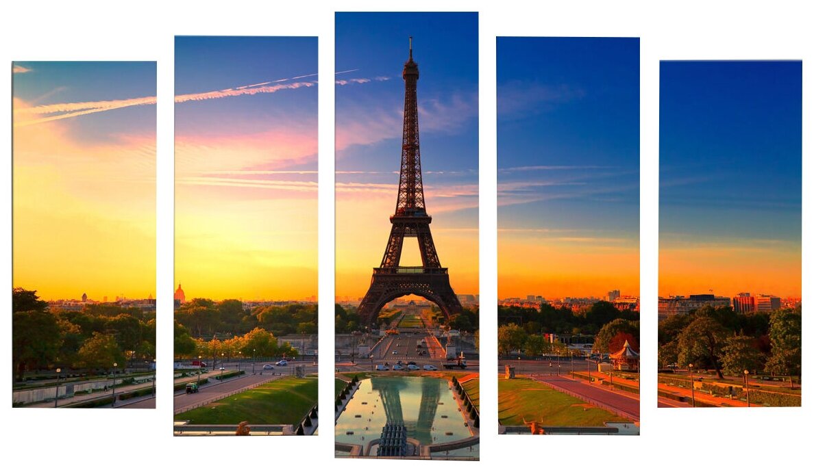 Картина модульная Картиномания "Рассвет в Париже" размер 140х90 см