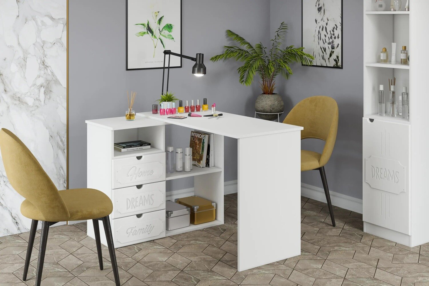 Комплект мебели для маникюрного кабинета Compass ДримСтар ДС-012 Белое дерево