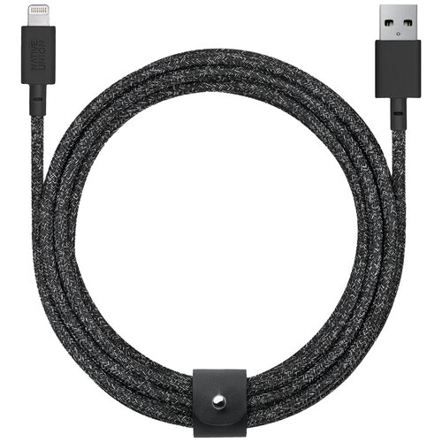 кабель native union кабель native union belt lightning на usb c 1 2 м розовый Кабель Native Union Belt XL USB - Lightning MFI, 3 м, 1 шт., черный