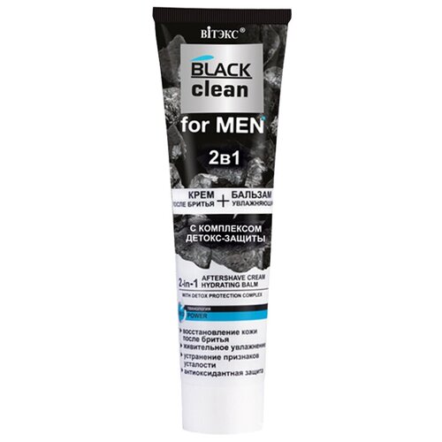 Витэкс BLACK CLEAN for MEN 2 в 1 крем после бритья + увлажняющий бальзам с комплексом детокс-защиты 100мл