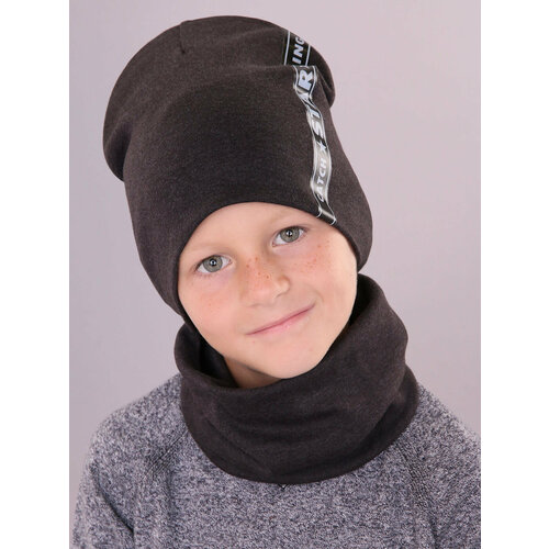 фото Шапка бини поляярик, размер 52-54, серый, черный