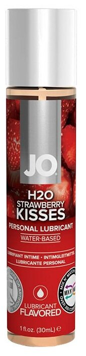 Смазка С ароматом клубники JO FLAVORED STRAWBERRY KISS - 30 МЛ.