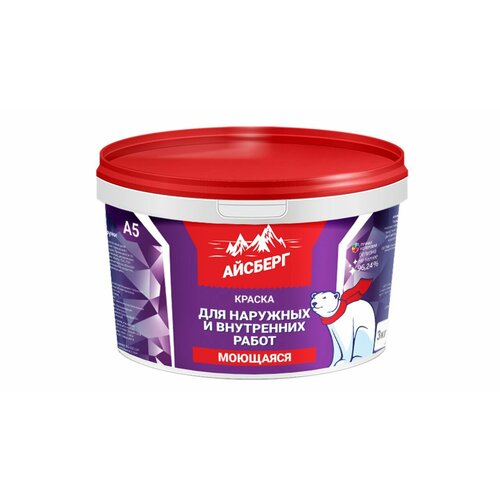 Краска моющаяся акриловая латексная матовая Айсберг Диола 7,5кг белый