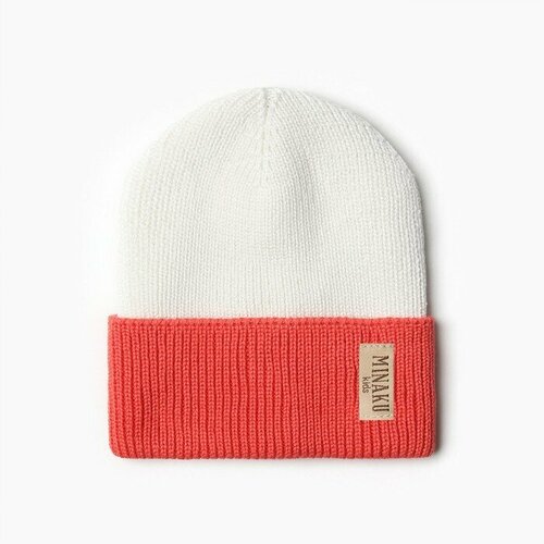 фото Шапка minaku, размер onesize, белый, красный