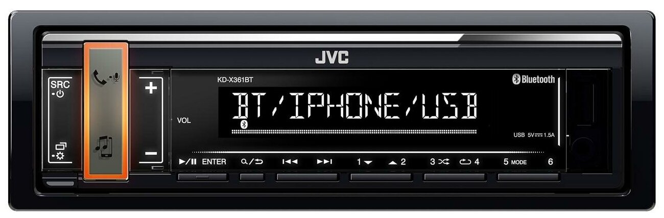 Автомагнитола JVC KD-X361BT, черная