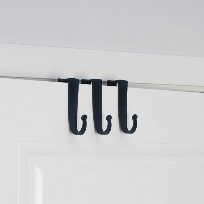 Крючки на дверь, 3 шт, цвет чёрный - фотография № 6