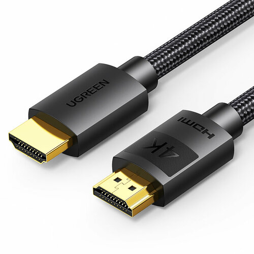 Кабель UGREEN HD119 (40105) 4K HDMI Cable Male to Male Braided. Длина: 15м. Цвет: черный кабель ugreen hd101 10167 hdmi male to male round cable длина 5м цвет черно желтый