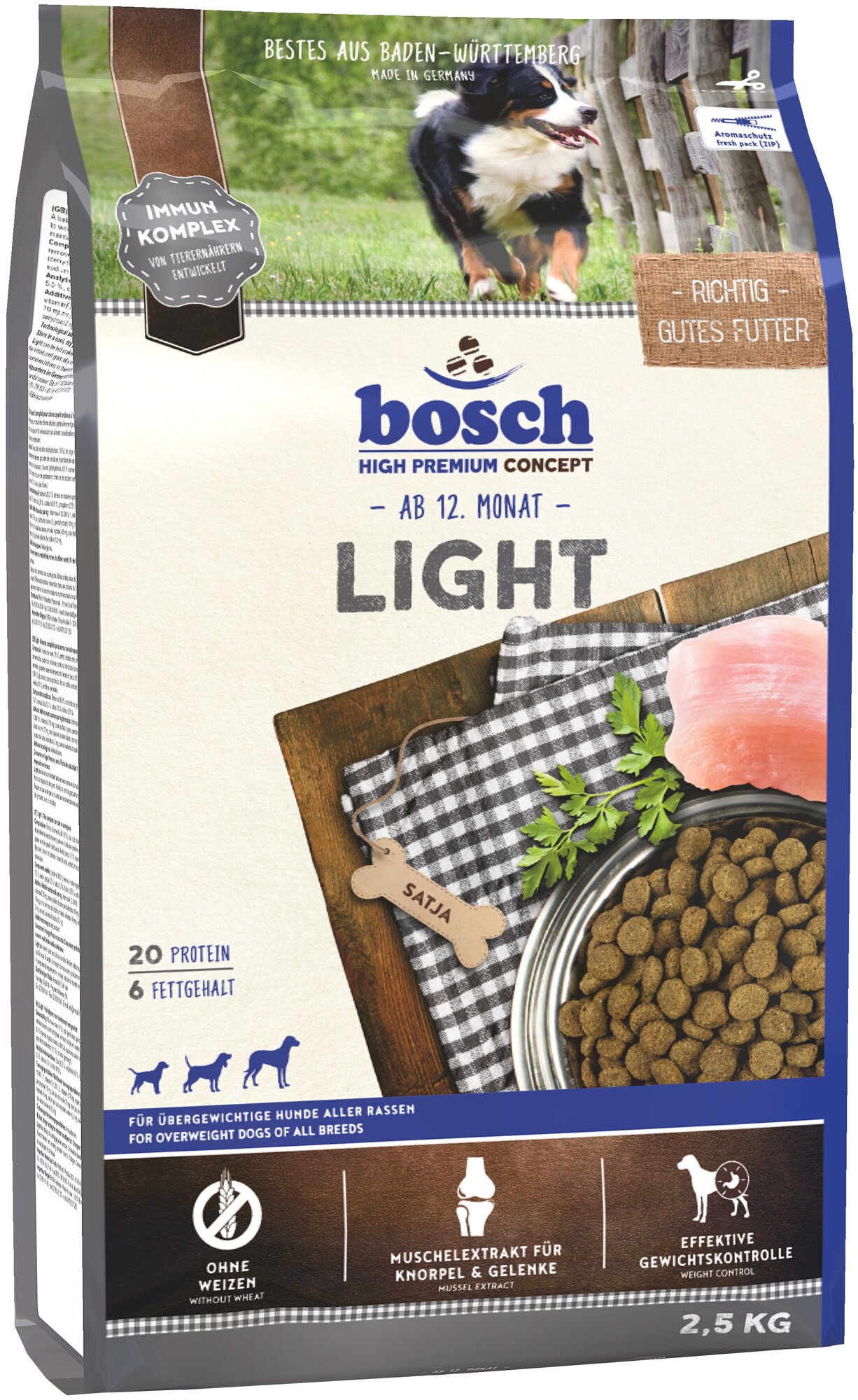 Сухой корм Bosch Light для взрослых собак с пониженным содержанием жира 2,5 кг