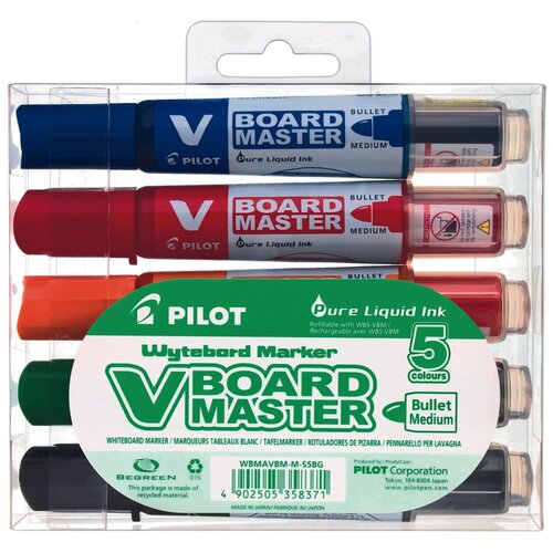 PILOT Набор маркеров для доски V-Board Master (WBMA-VBM-M-S5), 5 шт.