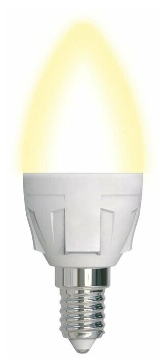 Лампа Uniel LED-C37, 7W/3000K/E14/FR/DIM, PLP01WH, светодиодная, диммируемая UL-00004296