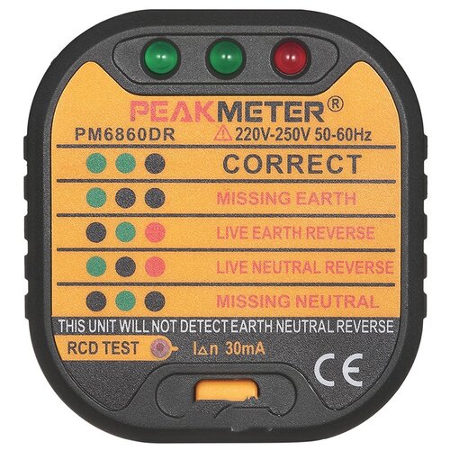 Тестер напряжения PeakMeter PM6860DR тестер розеток и узо mauri mt97d