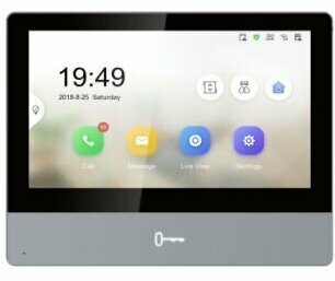 Видеодомофон HIKVISION DS-KH8350-TE1 7" цветной TFT LCD, 1024*600, сенсорные кнопки, встроенные микрофон и динамик, слот для TF карты до 32Гб, тревожн