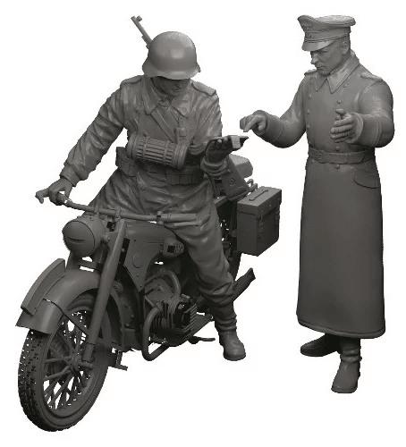 Немецкий тяжелый мотоцикл Р-12 с водителем и офицером (3632) - фото №4