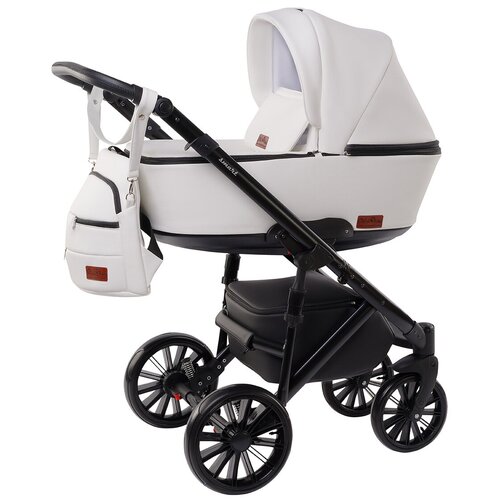 Универсальная коляска DeLorean Smart (2 в 1), white, цвет шасси: черный