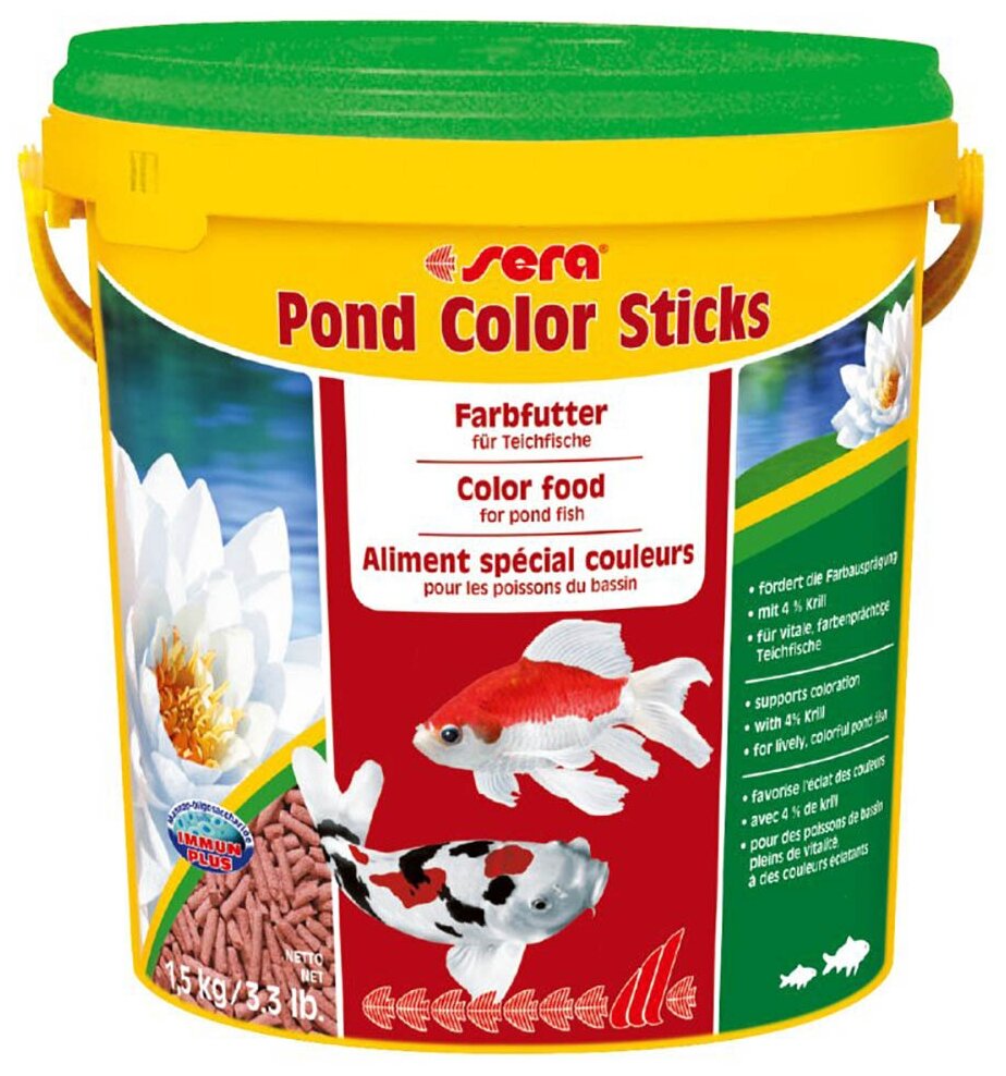 Корм SERA Pond Color Sticks для прудовых рыб, усиливающий окраску, палочки, 10л (1,5кг)