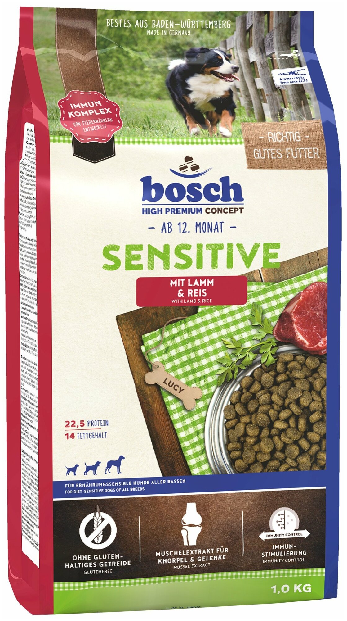 Bosch Sensitive Lamb&Rice Сухой корм для взрослых собак склонных к аллергии Ягненок/Рис 1 кг