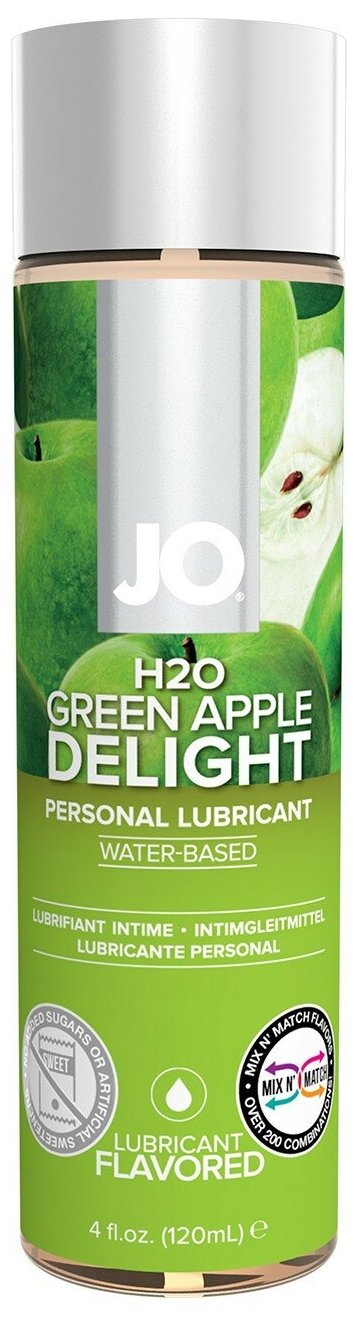 Ароматизированный лубрикант на водной основе JO Flavored Green Apple H2O - 120 мл.