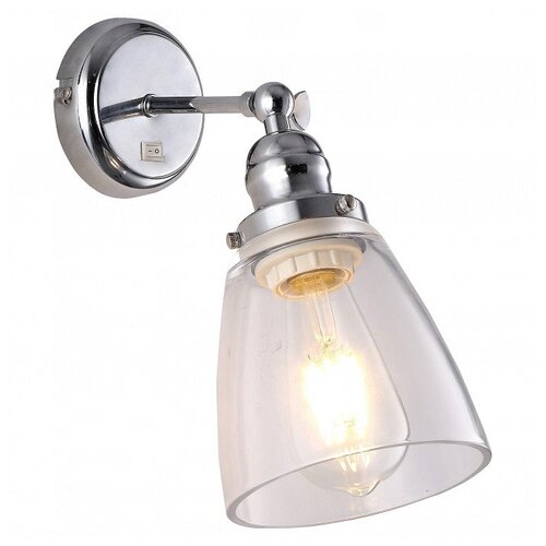 фото Бра arte lamp, 1х40w, хром, размеры (мм)-140x280x290, плафон - неокрашенный