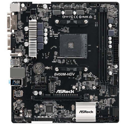 Материнская плата ASRock B450M-HDV материнская плата am4 asrock b550m hdv