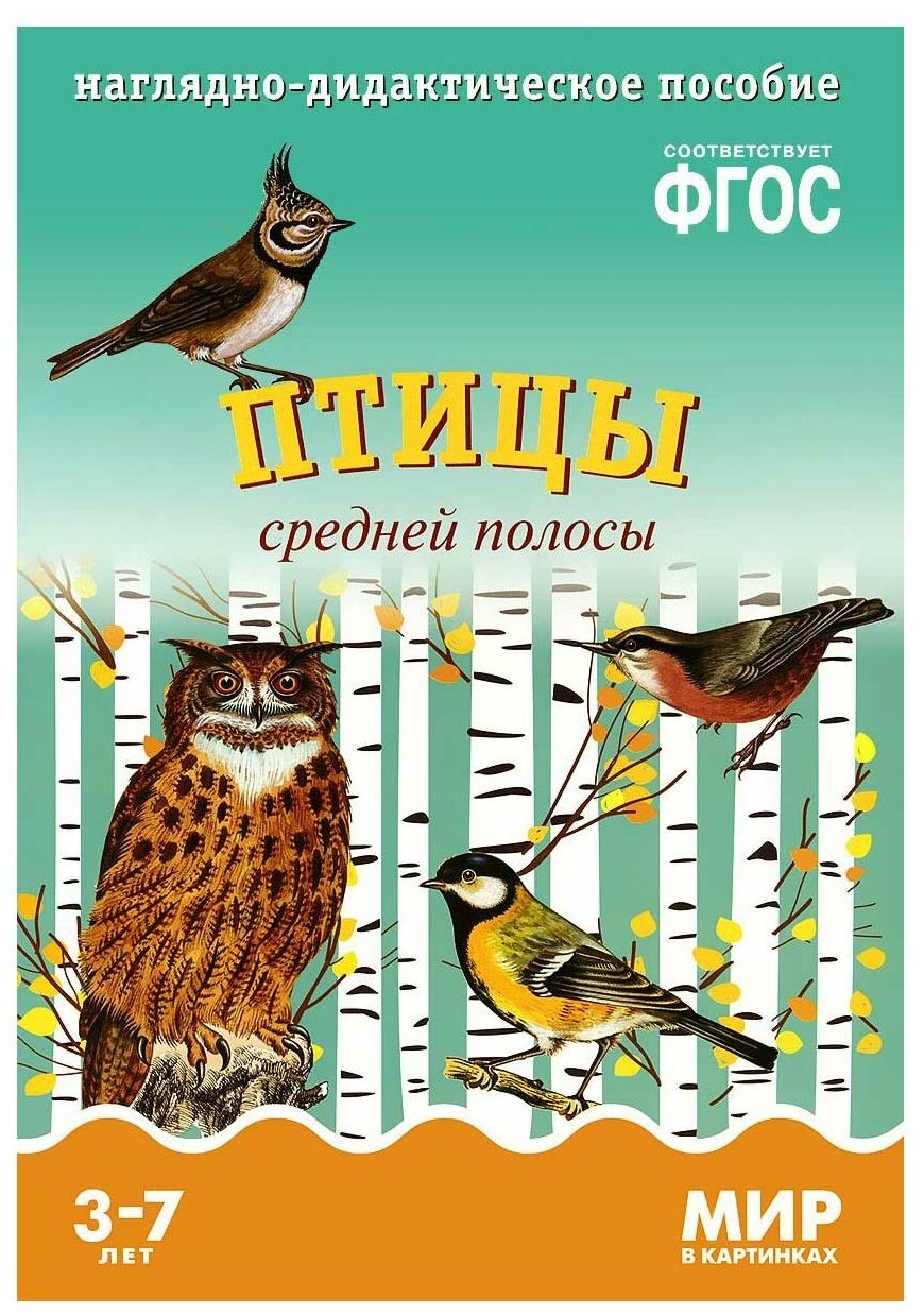 Минишева Т. Мир в картинках. Птицы средней полосы. Наглядно-дидактическое пособие. ФГОС. Мир в картинках