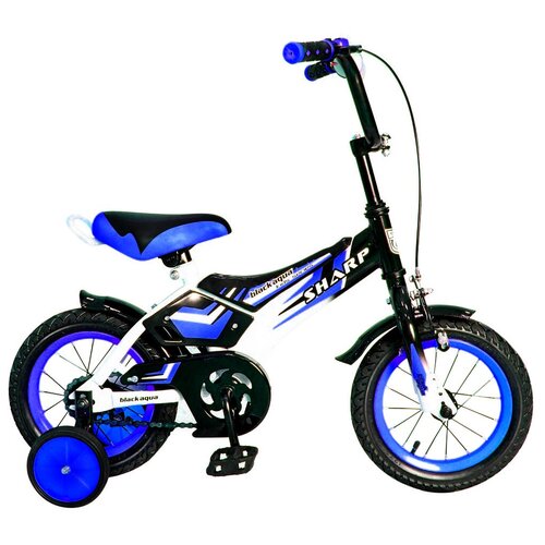 фото Black aqua велосипед двухколёсный sharp 12" 1s, со светящимися колесами, синий blackaqua
