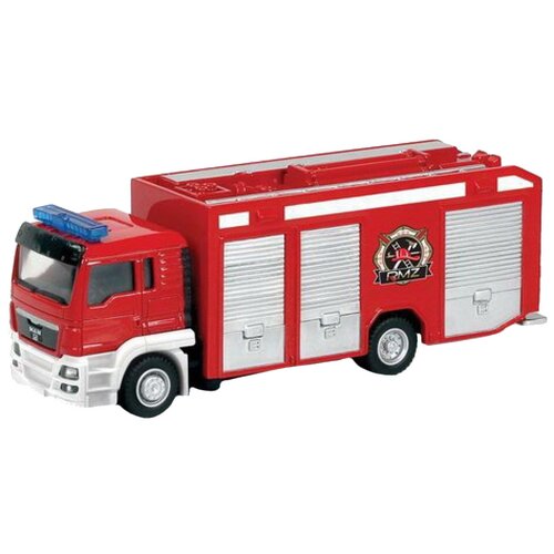 Пожарный автомобиль RMZ City MAN (144021) 1:64, 18 см, красный/белый машины hape пожарная машина с сиреной