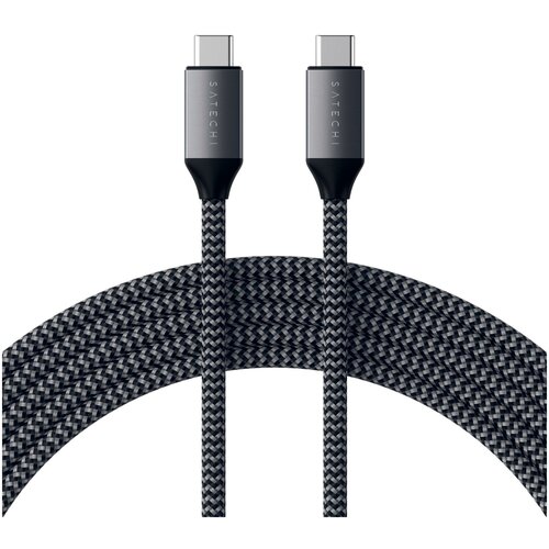 Кабель Satechi USB-C to USB-C 100W Charging Cable (ST-TCC2M), 2 м, черный кабель для быстрой зарядки и передачи аудио и видеосигнала canyon usb c usb c 100w uc 9 cns usbc9w