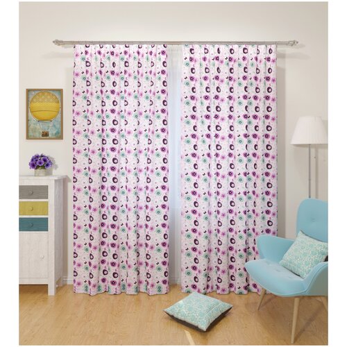 фото Шторы для детской "сиреневые цветочки", 145*260 см, 2 шт. сирень